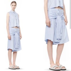 T by Alexander Wang cotton shirt sleeve midi skirt